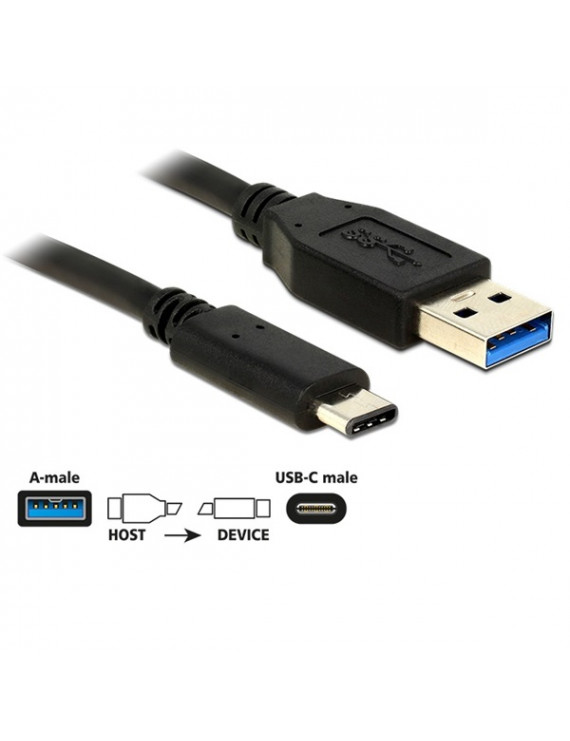 Delock 83869 USB 10 Gbps (USB 3.1 Gen 2) A típusú csatlakozódugó > USB Type-C 0,5m fekete kábel