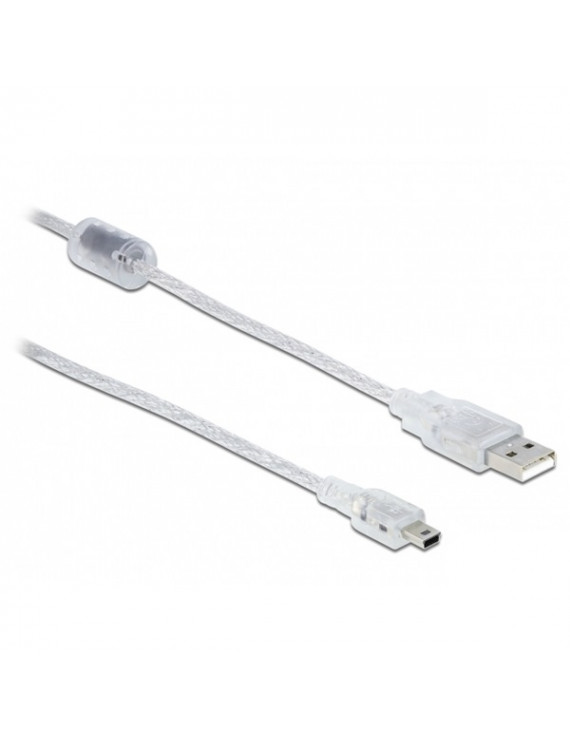 Delock 83904 USB-A 2.0 apa > USB 2.0 Mini-B apa 0,5m áttetsző kábel