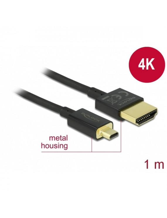 Delock 84781 High Speed 3D HDMI Ethernet - HDMI-A apa > HDMI Micro-D apa 1m kábel