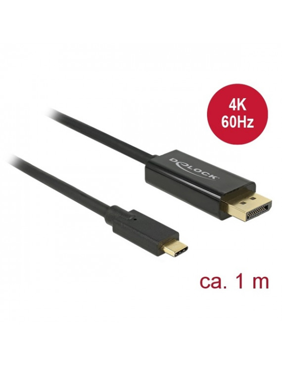 Delock 85255 1 méter USB Type-C apa > DisplayPort apa (DP váltakozó mód) 4K fekete kábel