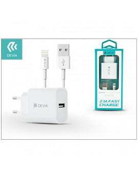Devia ST300363 2,1A iPhone USB fehér hálózati töltő adapter + 1,2m lightning adatkábel