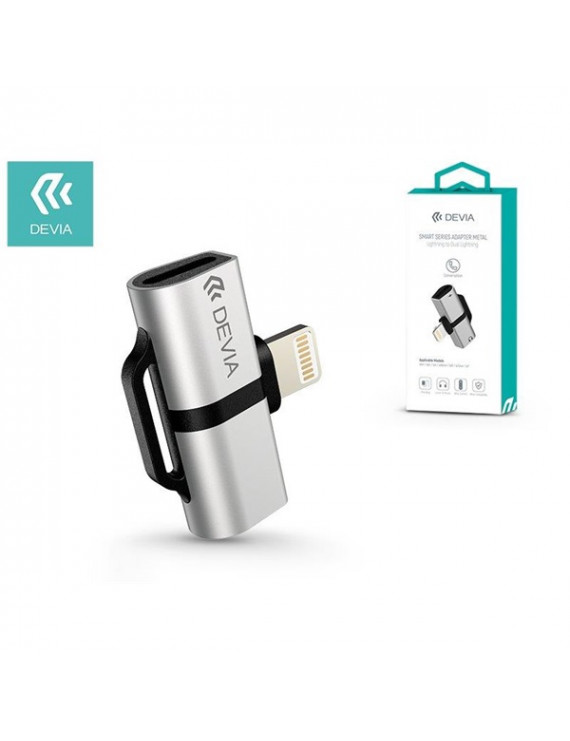 Devia ST326547 Smart Adapter Lighting to Dual Lighting/ezüst átalakító fülhallgató adapter