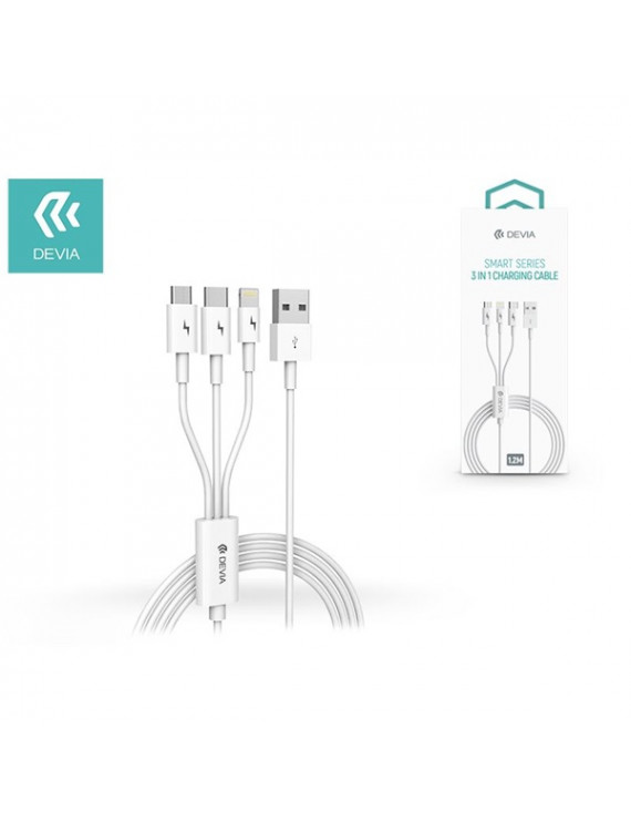 Devia ST329975 SMART 3in1 micro USB/Type-C/Lightning 1,2m töltőkábel