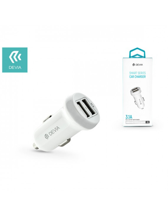 Devia ST330810 Devia Smart dual port USB 3.1A/2xUSB kimenettel fehér autós töltő