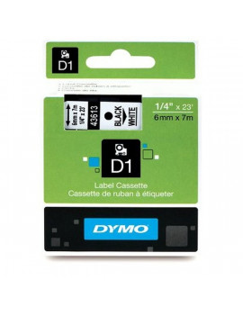 Dymo D1 6mmx7m fehér/fekete feliratozógép szalag