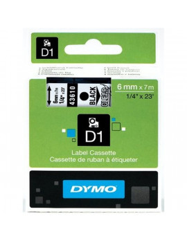 Dymo D1 6mmx7m fekete/áttetsző feliratozógép szalag