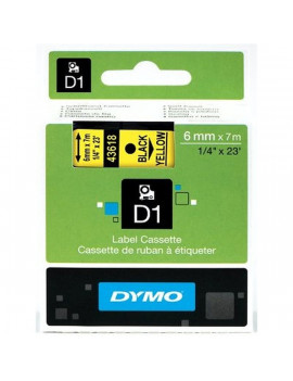 Dymo D1 6mmx7m sárga/fekete feliratozógép szalag