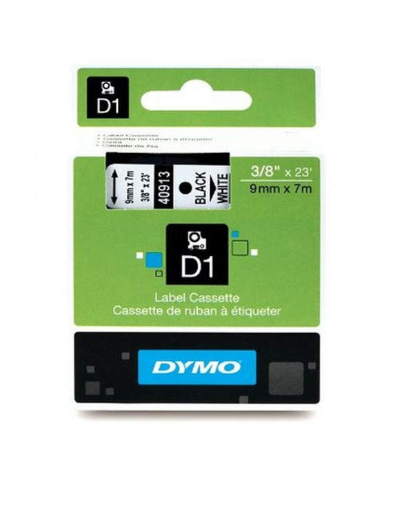 Dymo D1 9mmx7m fehér/fekete feliratozógép szalag