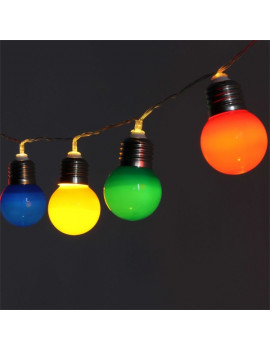 Iris E27 izzó alakú 3m/IPX3 szabványos/piros, zöld, kék, sárga/20db LED-es/3xAA elemes fénydekoráció