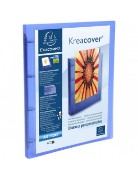 Exacompta Kreacover A4  PP 4 gyűrűs 20mm panorámás kék gyűrűskönyv
