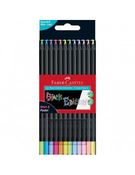 Faber-Castell Black Edition 12 db-os klt fekete test pasztell+neon színes ceruza készlet