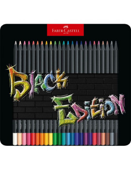 Faber-Castell Black Edition 24 db-os klt fekete test fém dobozban színes ceruza készlet
