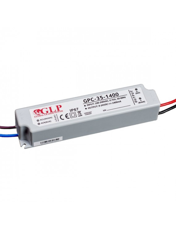 GLP GPCP-35-1400 33.6W 12~24V 1400mA IP67 LED tápegység