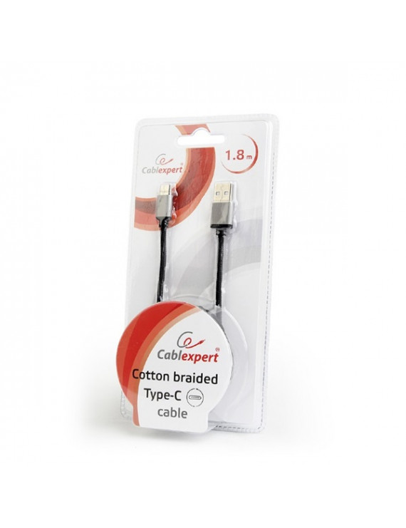 Gembird 1,8m USB Type-C 2.0 apa - USB 2.0 A apa fonott fekete kábel