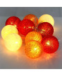 Iris Gömb alakú 6cm/színes fonott/1,5m/piros-narancs-meleg fehér/10db LED-es/USB-s fénydekoráció