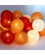 Iris Gömb alakú 6cm/színes fonott/3m/piros-narancs-meleg fehér/20db LED-es/USB-s fénydekoráció