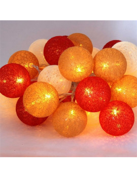 Iris Gömb alakú 6cm/színes fonott/4,5m/piros-narancs-meleg fehér/30db LED-es/USB-s fénydekoráció