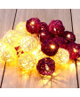 Iris Gömb alakú fonott/rattan/4m/meleg fehér + lila/20db LED-es/3xAA elemes fénydekoráció
