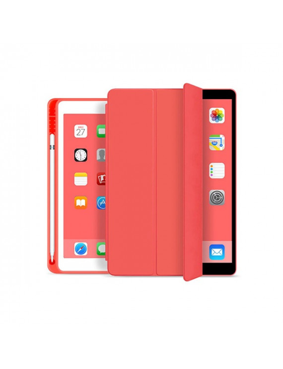 Haffner FN0361 Apple iPad 10.2 (2019/2020/2021) on/off funkcióval, Pencil tartóval - piros védőtok
