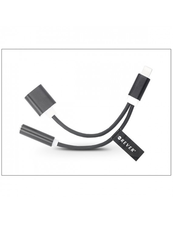 Haffner PT-3934 Lightning - 3.5mm Jack audio + Lightning csatlakozós fekete adapter