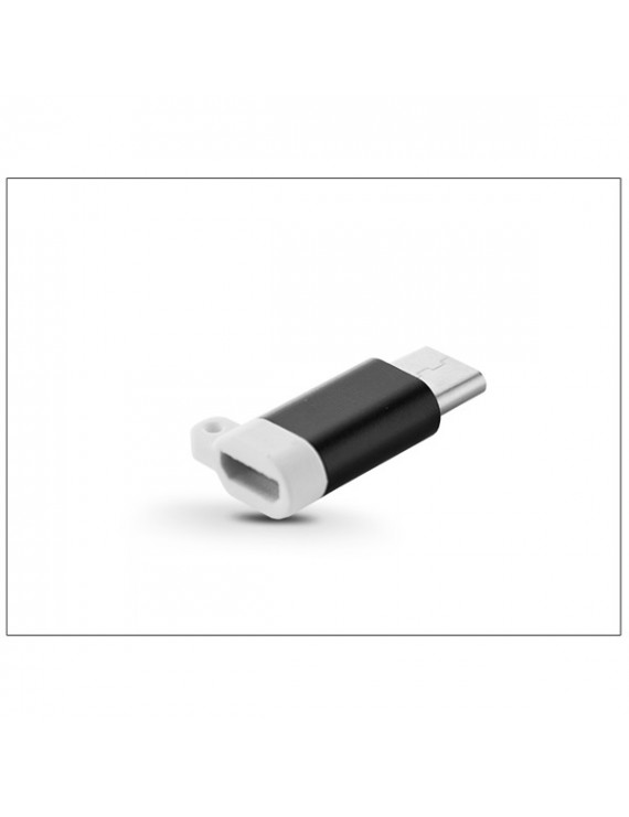 Haffner PT-4053 Type-C - Micro USB fekete kulcstartós adapter