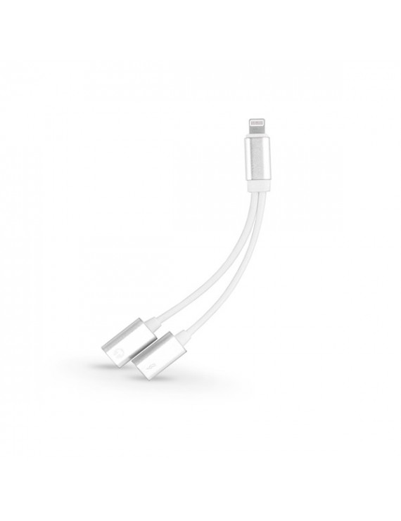 Haffner PT-4698 Lightning - lightning audio + töltő adapter - 2in1 - ezüst/fekete