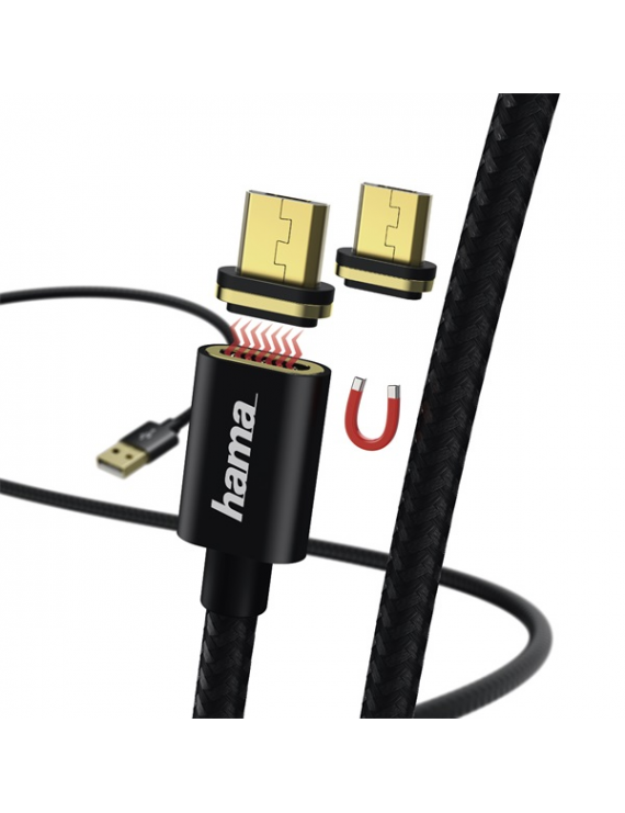 Hama 178373 fekete 1m mágneses csatlakozós micro USB adatkábel