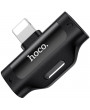 Hoco HOC0299 Lightning+Lightning LS31 2in1 Dual Lightning Converter - fekete audió adapter