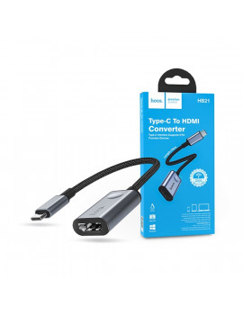Hoco HOC0311 Type-C-HDMI 15 cm-es vezetékkel - HB21 Type-C to HDMI Converter 4K HD átalakító