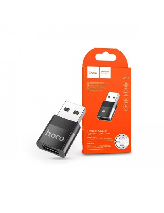 Hoco HOC0318 UA17 USB/Type-C fekete OTG adapter