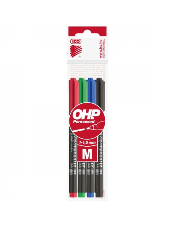 ICO OHP M 4db-os vegyes színű 1-1,5mm permanent marker