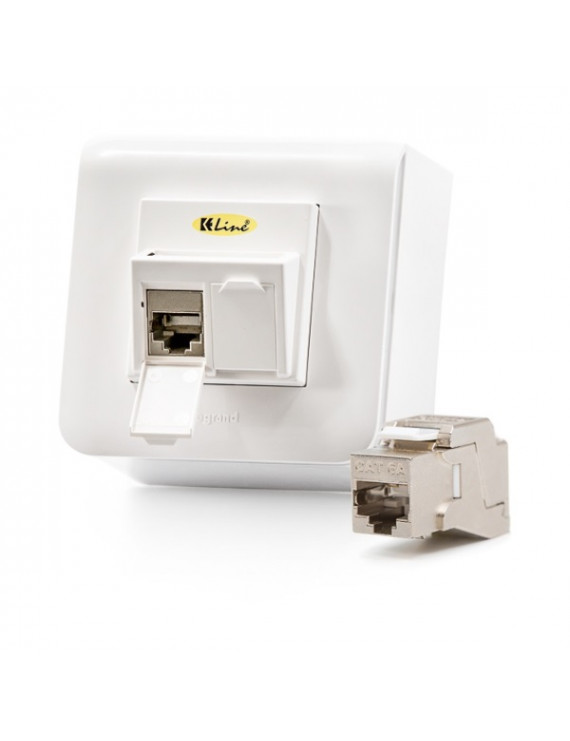 KE-Line Cat6A Modulo45 dupla falon kívüli aljzat 2xRJ45/s csatlakozóval