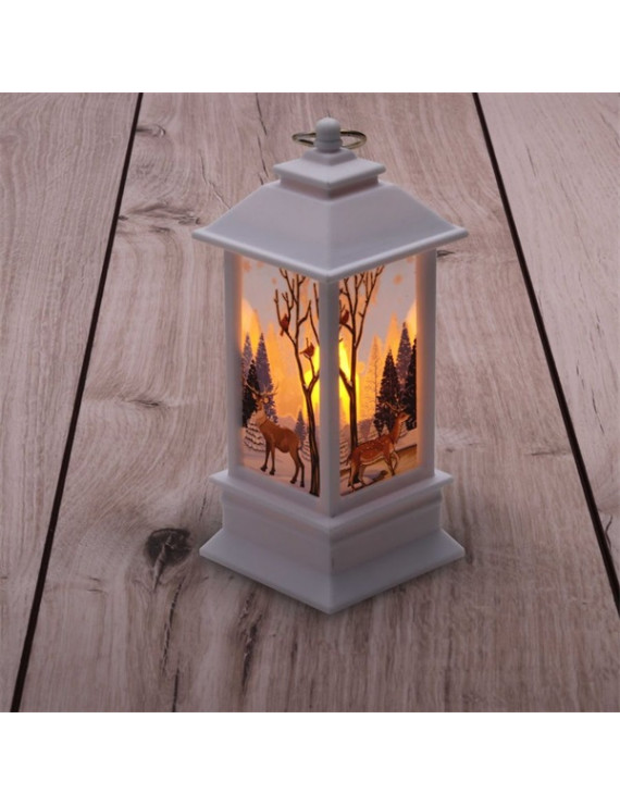 Iris Karácsonyi jávorszarvas mintás 13x5,3x5,3cm LED-es fehér lámpás