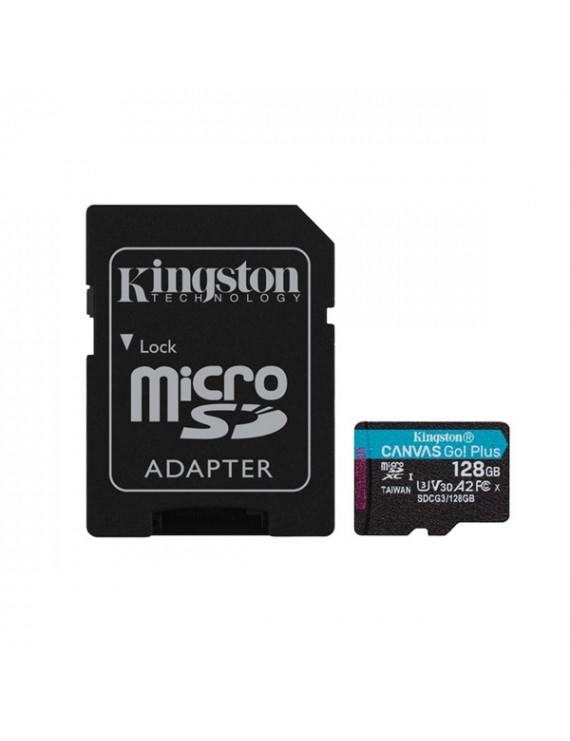 Kingston 128GB SD micro Canvas Go! Plus (SDXC Class 10 UHS-I U3) (SDCG3/128GB) memória kártya adapterrel