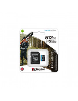 Kingston 512GB SD micro Canvas Go! Plus (SDXC Class 10 UHS-I U3) (SDCG3/512GB) memória kártya adapterrel