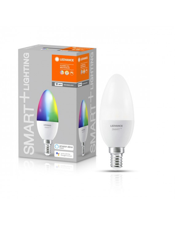 Ledvance Smart+ Wifi vezérlésű 5W RGBW E14 dimmelhető gyertya LED fényforrás