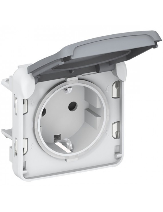 Legrand 069571 Plexo 55 csapófedéllel csavaros szürke 2P+F aljzat