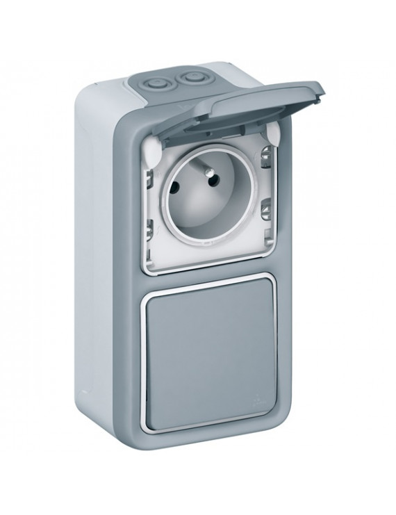 Legrand 069661 Plexo 55 2-es függőleges membrános szürke falonkívüli doboz