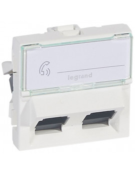 Legrand 076504 Program Mosaic 2 x RJ 45 árnyékolatlan (UTP)fehér RJ 45 informatikai csatlakozóaljzat