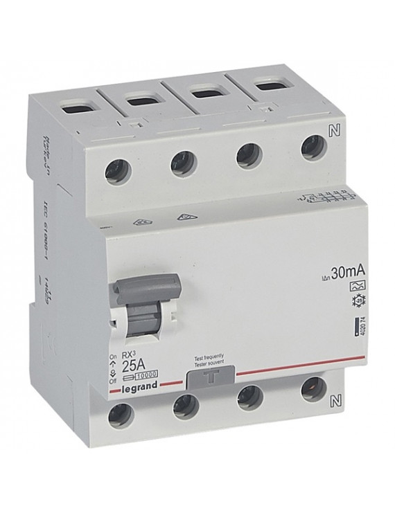Legrand 402074 RX3 25A A 30mA 4 pólusú áram-védőkapcsoló