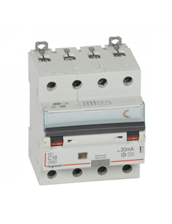 Legrand 411234 DX3 C16 6000A / 10kA 30mA A típus 4P kombinált áram-védőkapcsoló