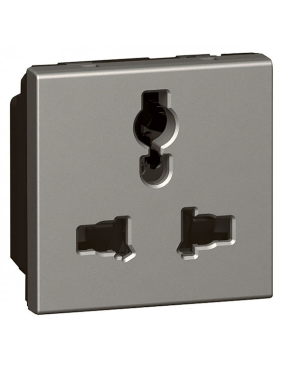 Legrand 572623 Arteor Multistandard socket 2P+E unswitched, shuttered, 2 modules, magnesium
