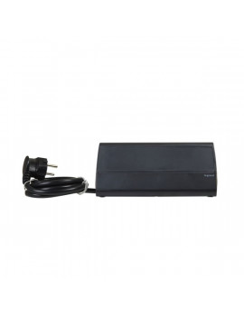 Legrand 694811 tablet tartóval 3 x 2P+F + 2 USB-A fekete multimédiás asztali elosztósor