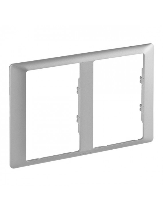 Legrand 754242 Valena Life 2x2P+F csatlakozóaljzathoz alumínium kettős keret