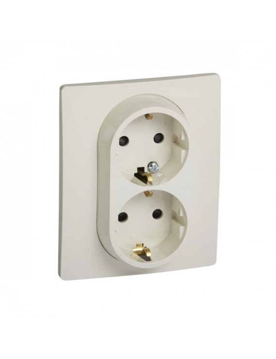 Legrand 764644 Niloé gyermekvédelemmel csavaros bézs 2×2P+F csatlakozóaljzat