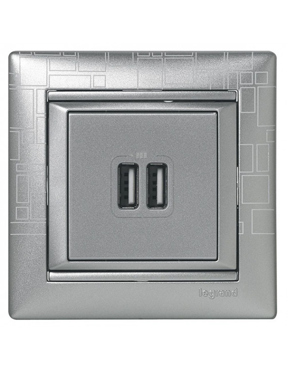 Legrand 770270 Valena 1500 mA alumínium 2xUSB töltő aljzat