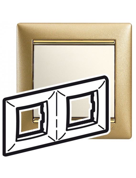Legrand 770302 Valena kettős vízszintes matt arany keret