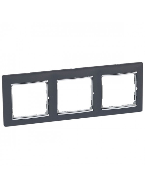 Legrand 770393 Valena fekete/ezüst 3-as vízszintes keret