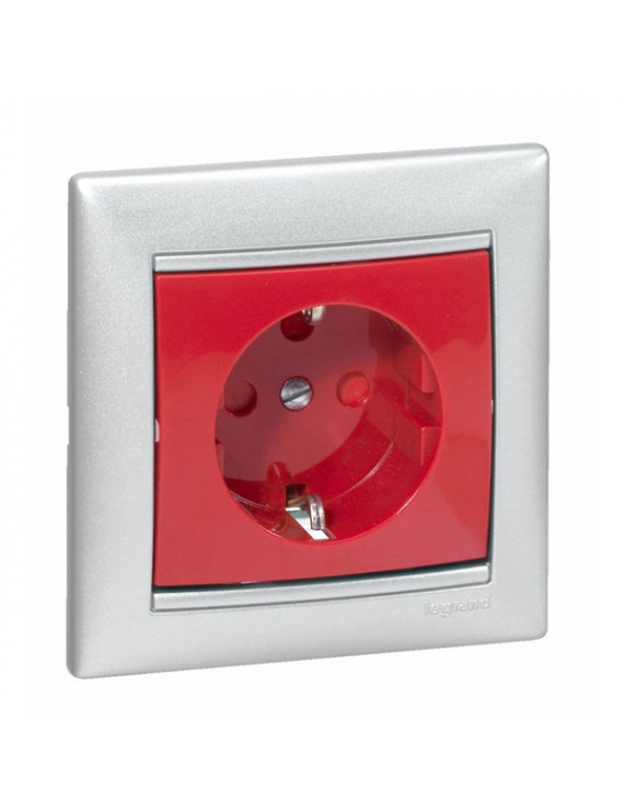 Legrand 774327 Valena reteszelt piros betéttárcsával 2P+F csatlakozóaljzat