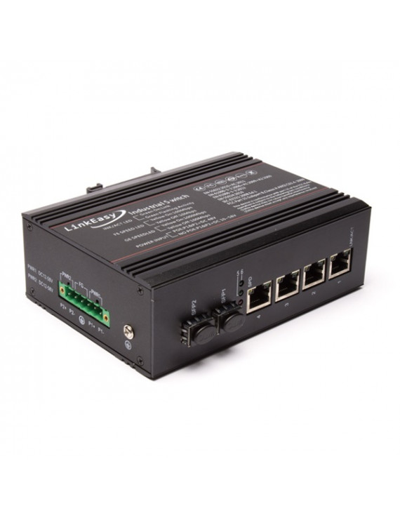 LinkEasy ipari PoE switch 2xGbE SFP+4x10/100/1000BaseTX 802.3at